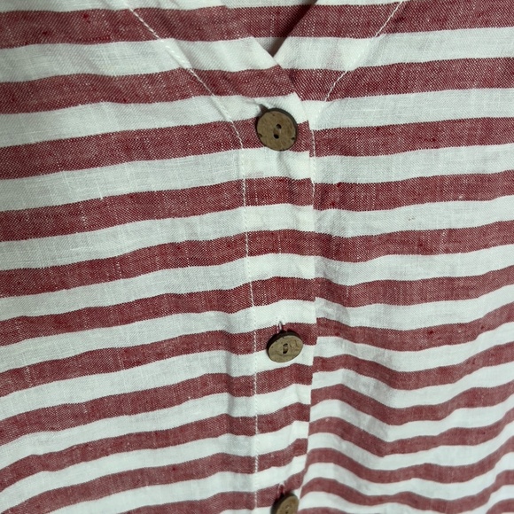Rachel Zoe 100% linen top size S small striped wooden buttons v-ceck beachy boho - Picture 4 of 7